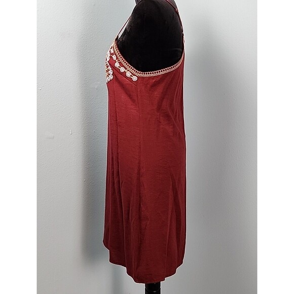 Blue Rain Slip Dress Medium Floral Embroidered Boho Hippie Indie Lined Halter - Picture 10 of 13